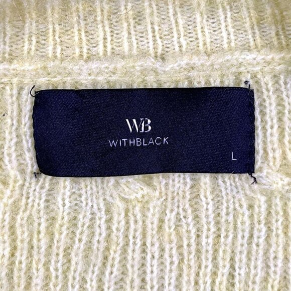 WB WithBlack Yellow WBLMAGARET LS Cable Pullover Sweater Balloon Sleeve Large - Picture 3 of 6